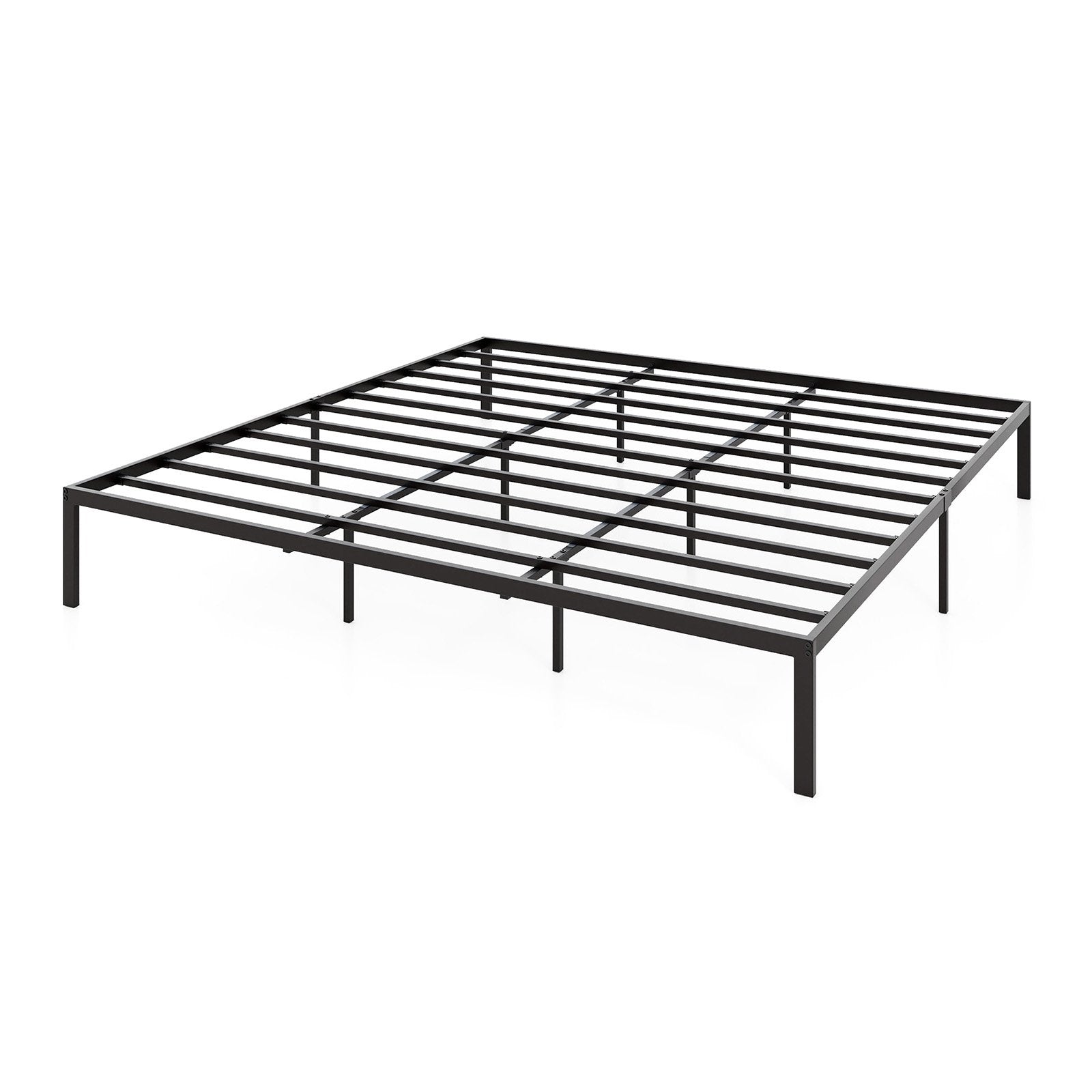 Full/Queen/King Size Metal Bed Frame Heavy Duty Support Slats Mattress Foundation-King Size, Black Simple Bed Frame Black at Gallery Canada