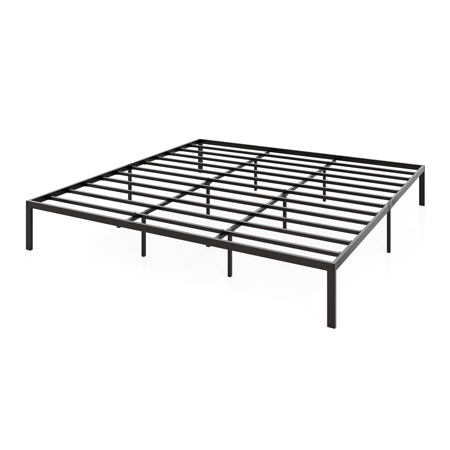 Full/Queen/King Size Metal Bed Frame Heavy Duty Support Slats Mattress Foundation-King Size, Black Simple Bed Frame Black at Gallery Canada