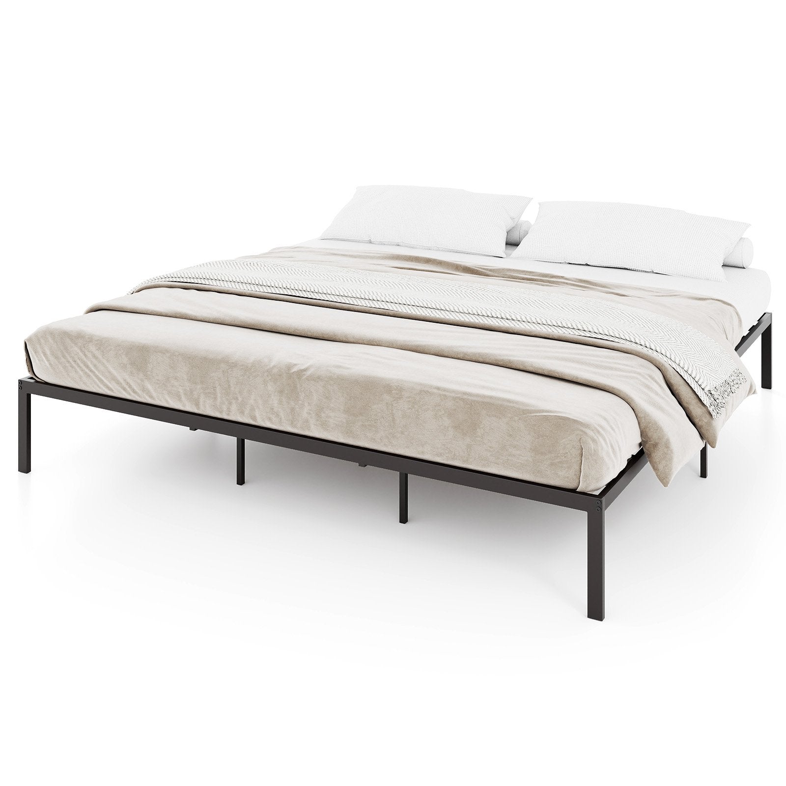 Full/Queen/King Size Metal Bed Frame Heavy Duty Support Slats Mattress Foundation-King Size, Black Simple Bed Frame at Gallery Canada