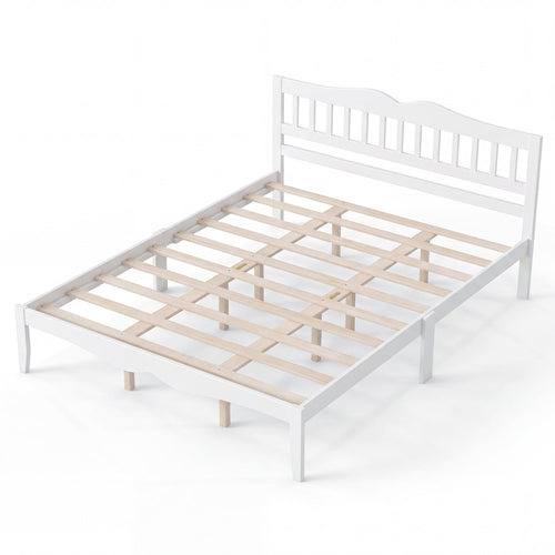 Queen Size Modern Farmhouse Bed Frame, Solid Wood