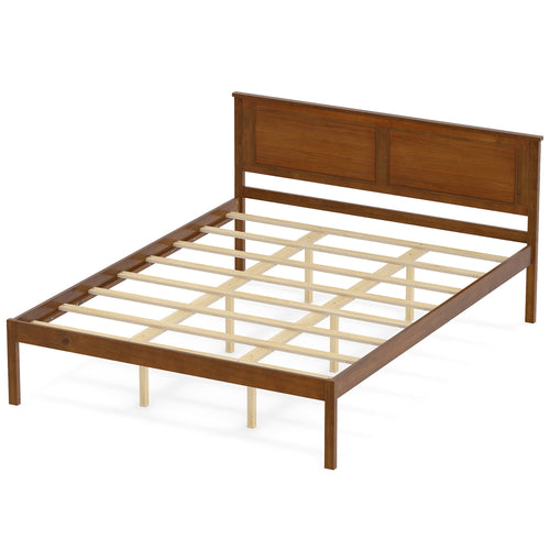 Farmhouse Wooden Platform Bed, Queen Size with Headboard