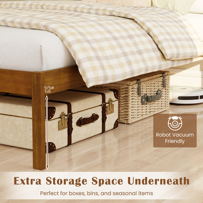 Twin Size Farmhouse Platform Bed with Headboard Simple Bed Frame at Gallery Canada