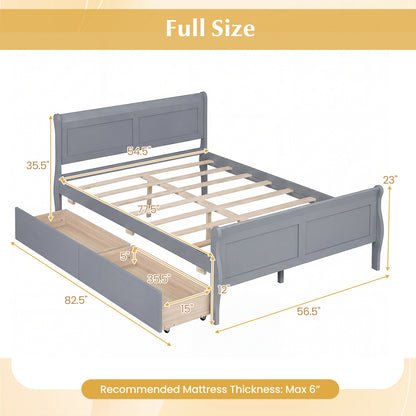 Full Size Bed Frame, 2 Storage Drawers, Footboard, Gray Simple Bed Frame at Gallery Canada
