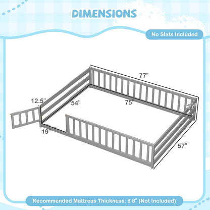 Full Size Floor Bed with Full Length Safety Guardrails, Gray Toddler Beds at Gallery Canada