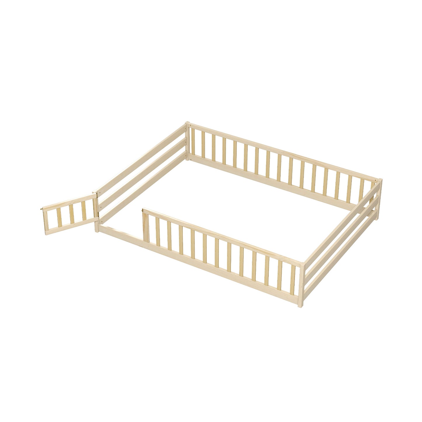 Full Size Floor Bed With Full Length Safety Guardrails, Natural Toddler Beds at Gallery Canada