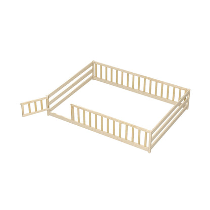 Full Size Floor Bed With Full Length Safety Guardrails, Natural Toddler Beds at Gallery Canada