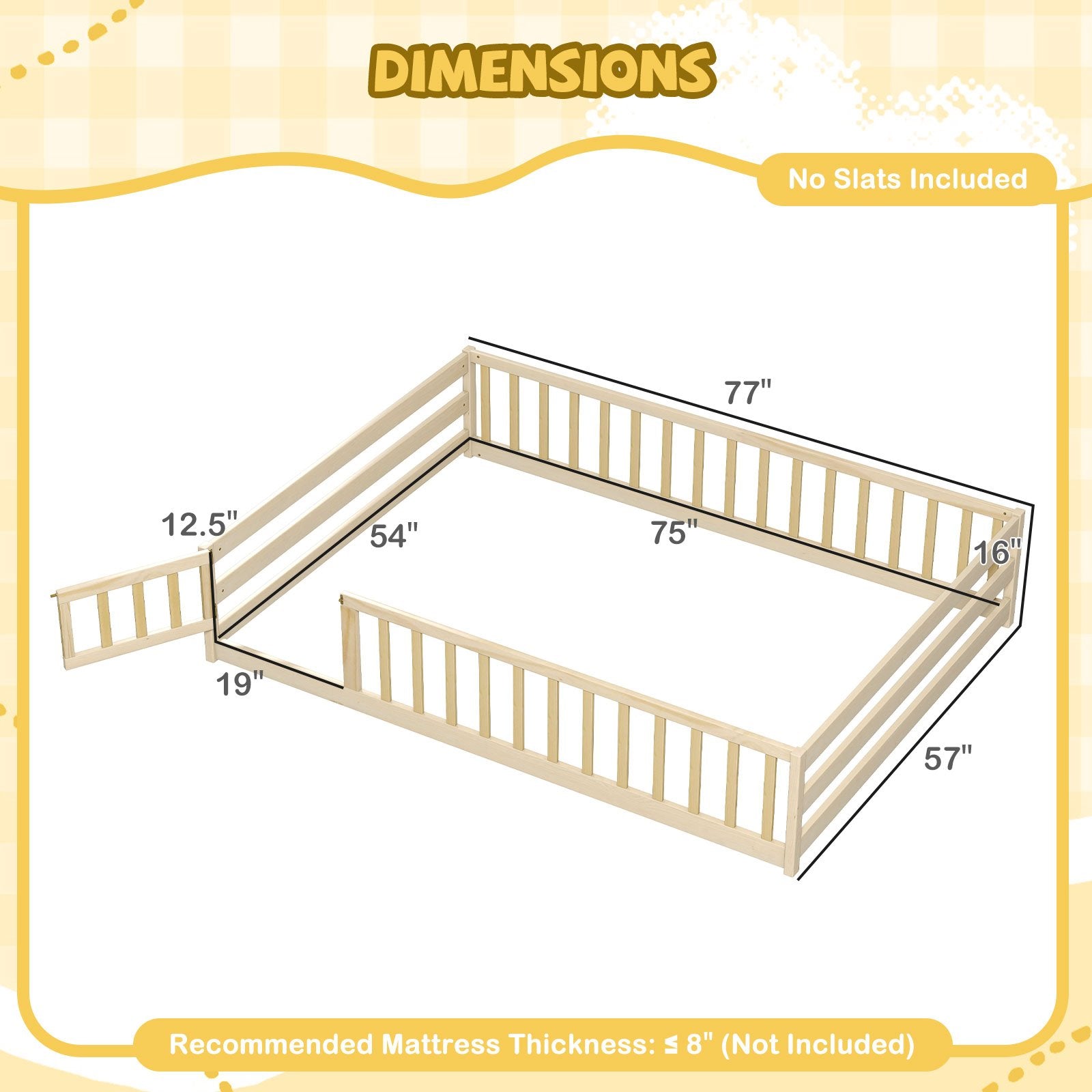Full Size Floor Bed with Full Length Safety Guardrails, Natural Toddler Beds at Gallery Canada