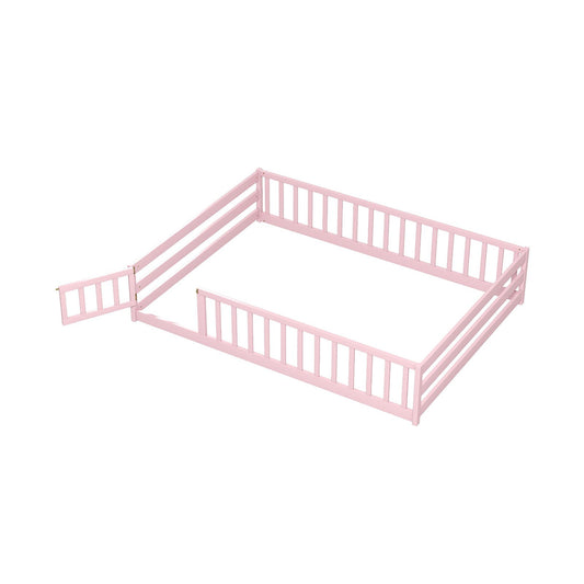 Full Size Floor Bed with Full Length Safety Guardrails, Pink Toddler Beds Pink at Gallery Canada