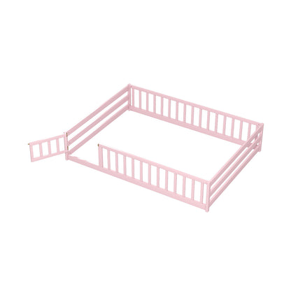 Full Size Floor Bed With Full Length Safety Guardrails, Pink Toddler Beds Pink at Gallery Canada