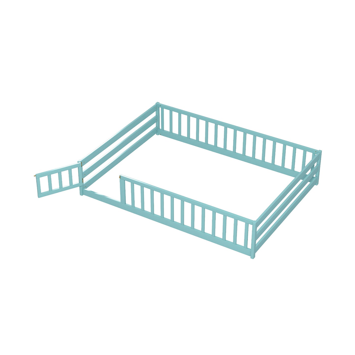 Full Size Floor Bed With Full Length Safety Guardrails, Dark Green Toddler Beds at Gallery Canada