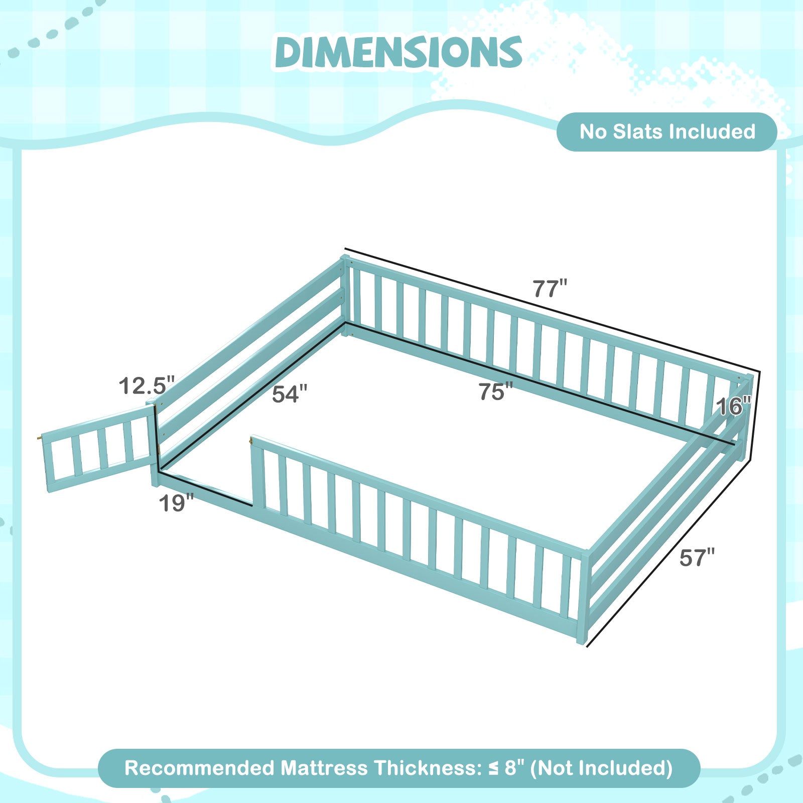 Full Size Floor Bed with Full Length Safety Guardrails, Dark Green Toddler Beds at Gallery Canada