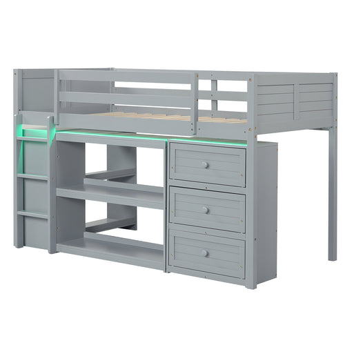 Full Size House Bed with Roof and Fence Rails for Kid, White