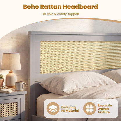 Full Size Rattan Bed Frame with Storage Drawers, Gray Trundle Bed Frame at Gallery Canada