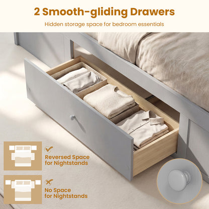 Full Size Rattan Bed Frame with Storage Drawers, Gray Trundle Bed Frame at Gallery Canada