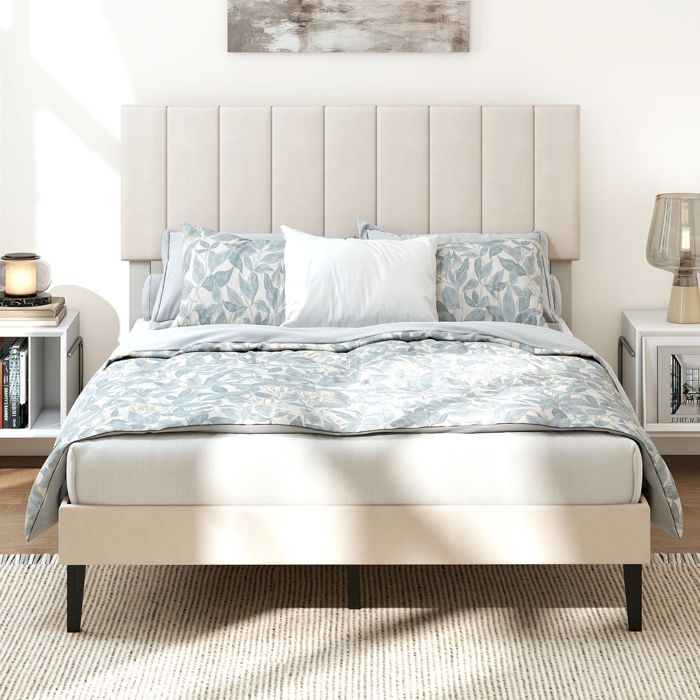 Full Size Velvet Upholstered Platform Bed Frame