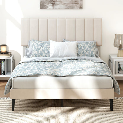 Full Size Velvet Upholstered Platform Bed Frame