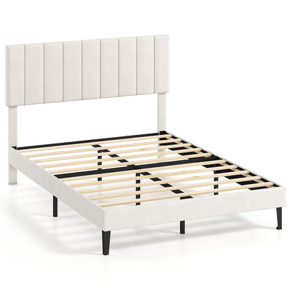 Full Size Velvet Upholstered Platform Bed Frame Simple Bed Frame Options at Gallery Canada