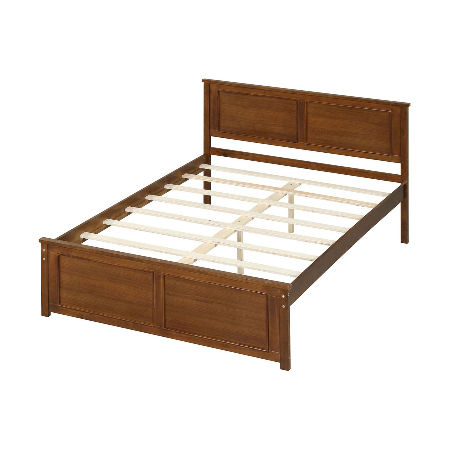 Full Size Wood Bed Frame with Headboard Simple Bed Frame Walnut at Gallery Canada