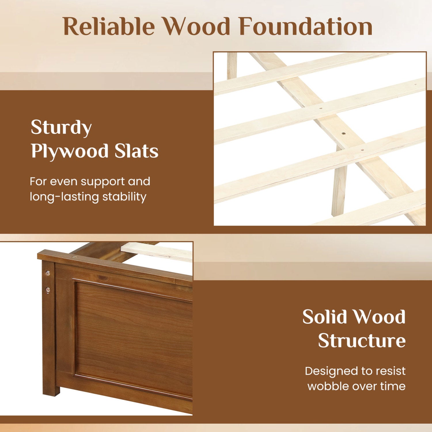 Full Size Wood Bed Frame with Headboard Simple Bed Frame at Gallery Canada