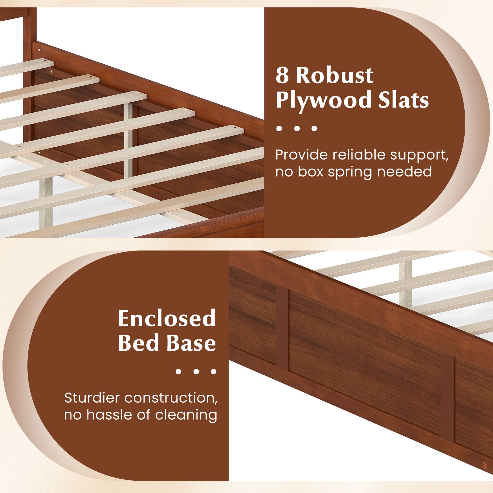 Full Size Wooden Platform Bed Frame with Drawers, Walnut Simple Bed Frame at Gallery Canada