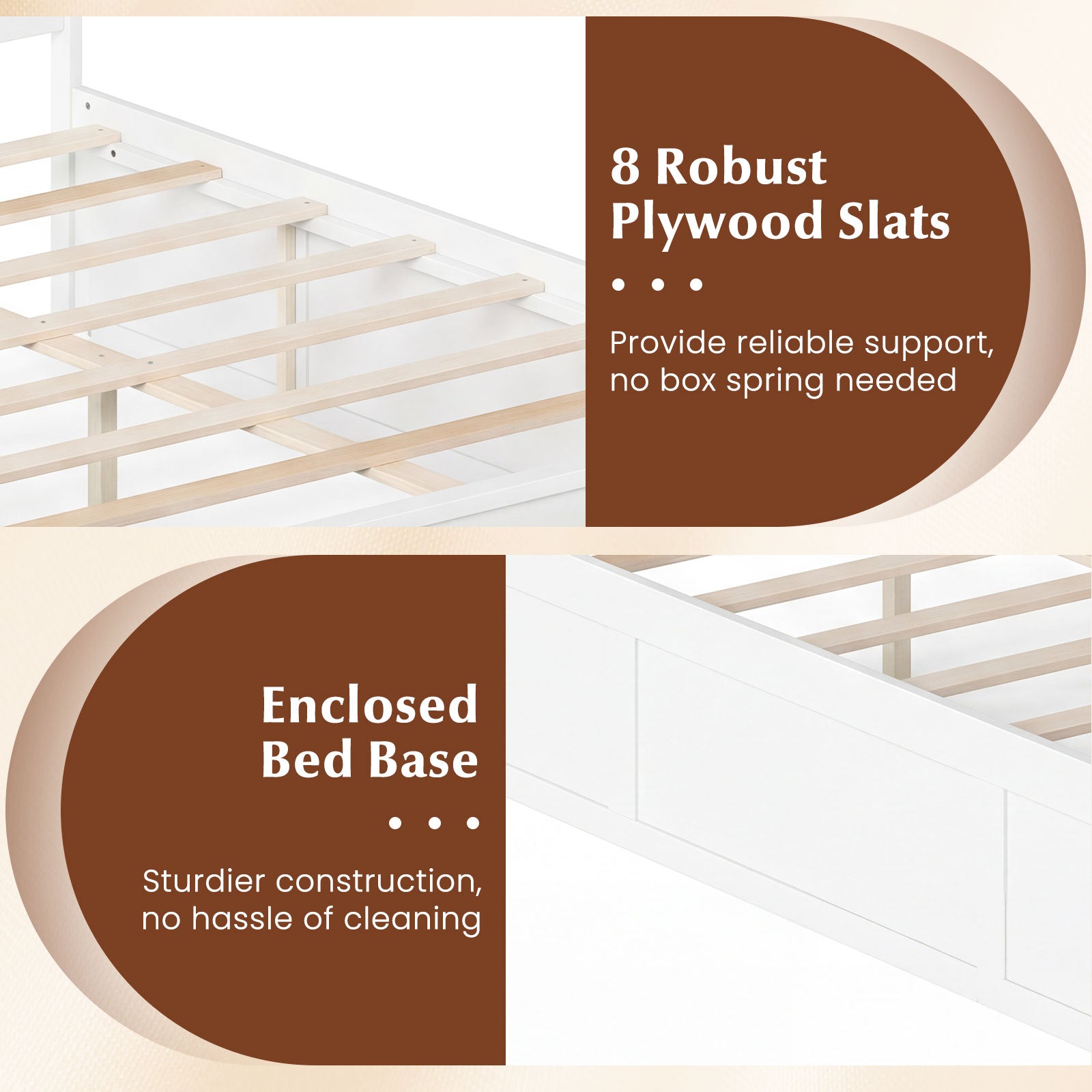 Full Size Wooden Platform Bed With Storage Drawers, White Simple Bed Frame at Gallery Canada