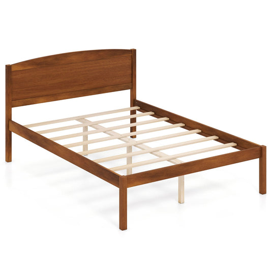 Full Size Wooden Platform Bed Frame, Curved Headboard, Walnut Beds & Bed Frames Walnut at Gallery Canada