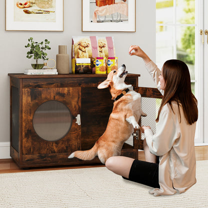 Furniture Style Dog Crate for Small and Medium Dogs with Translucent Window and Lockable Door, Rustic Brown Cat Houses at Gallery Canada