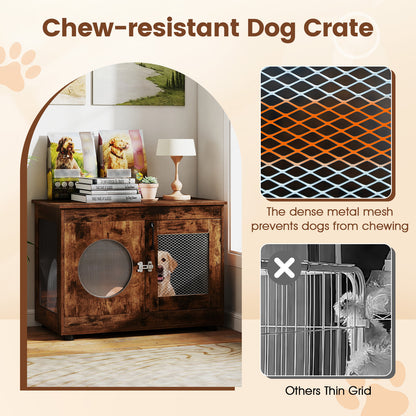 Furniture Style Dog Crate for Small and Medium Dogs with Translucent Window and Lockable Door, Rustic Brown Cat Houses at Gallery Canada
