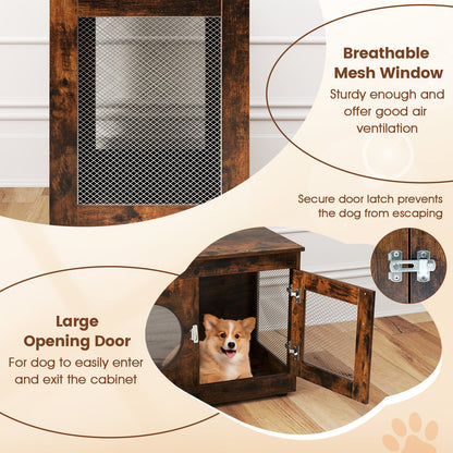 Furniture Style Dog Crate for Small and Medium Dogs with Translucent Window and Lockable Door, Rustic Brown Cat Houses at Gallery Canada