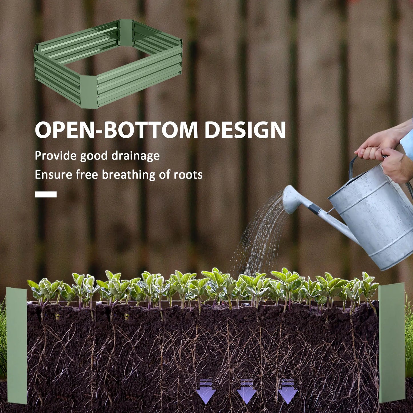 Galvanized Raised Garden Bed, 4' x 3' x 1', Metal Planter Box, Dark Green Galvanized Planter Boxes at Gallery Canada