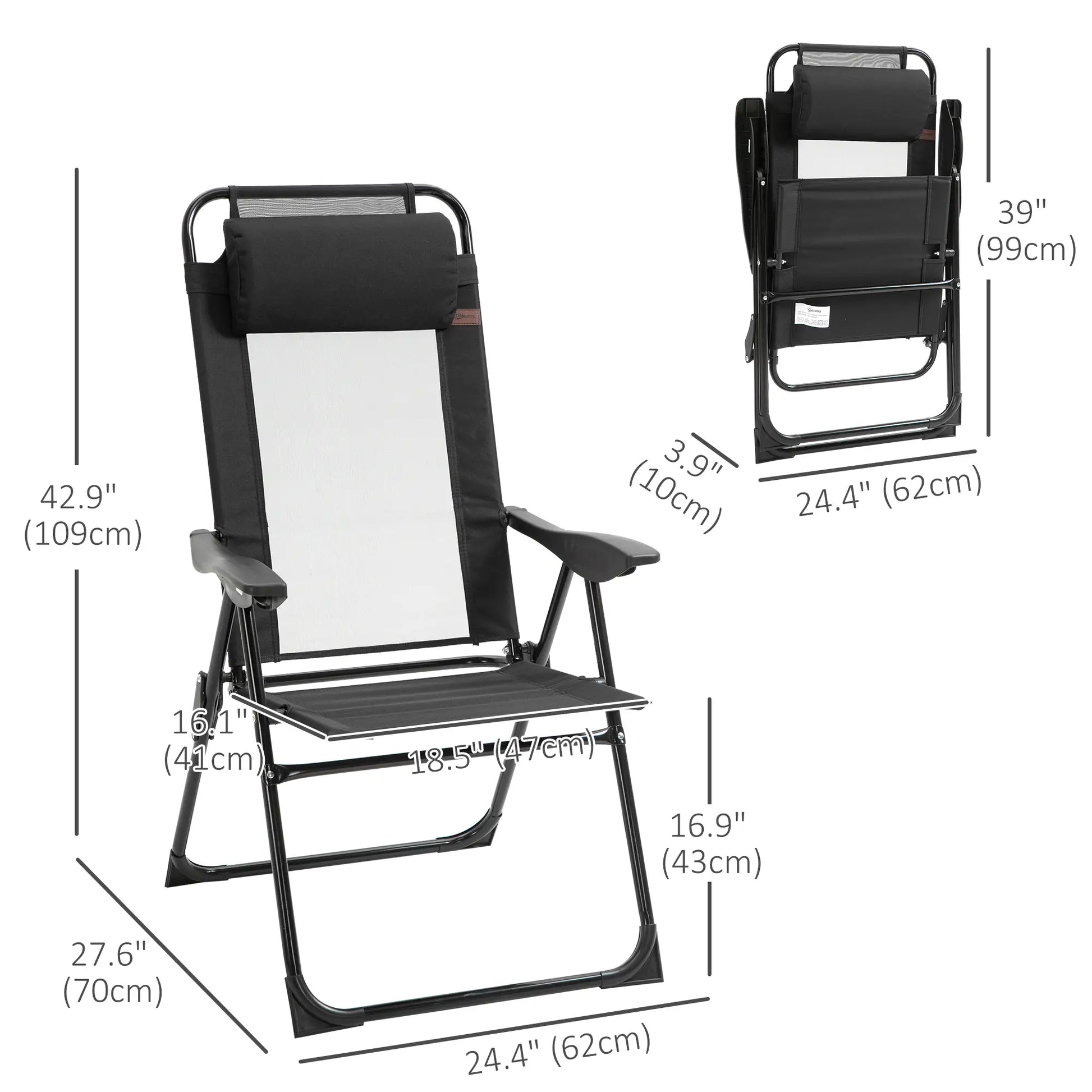 Double Camping Chairs, Foldable, Reclining, Headrest, Black Patio Chairs at Gallery Canada