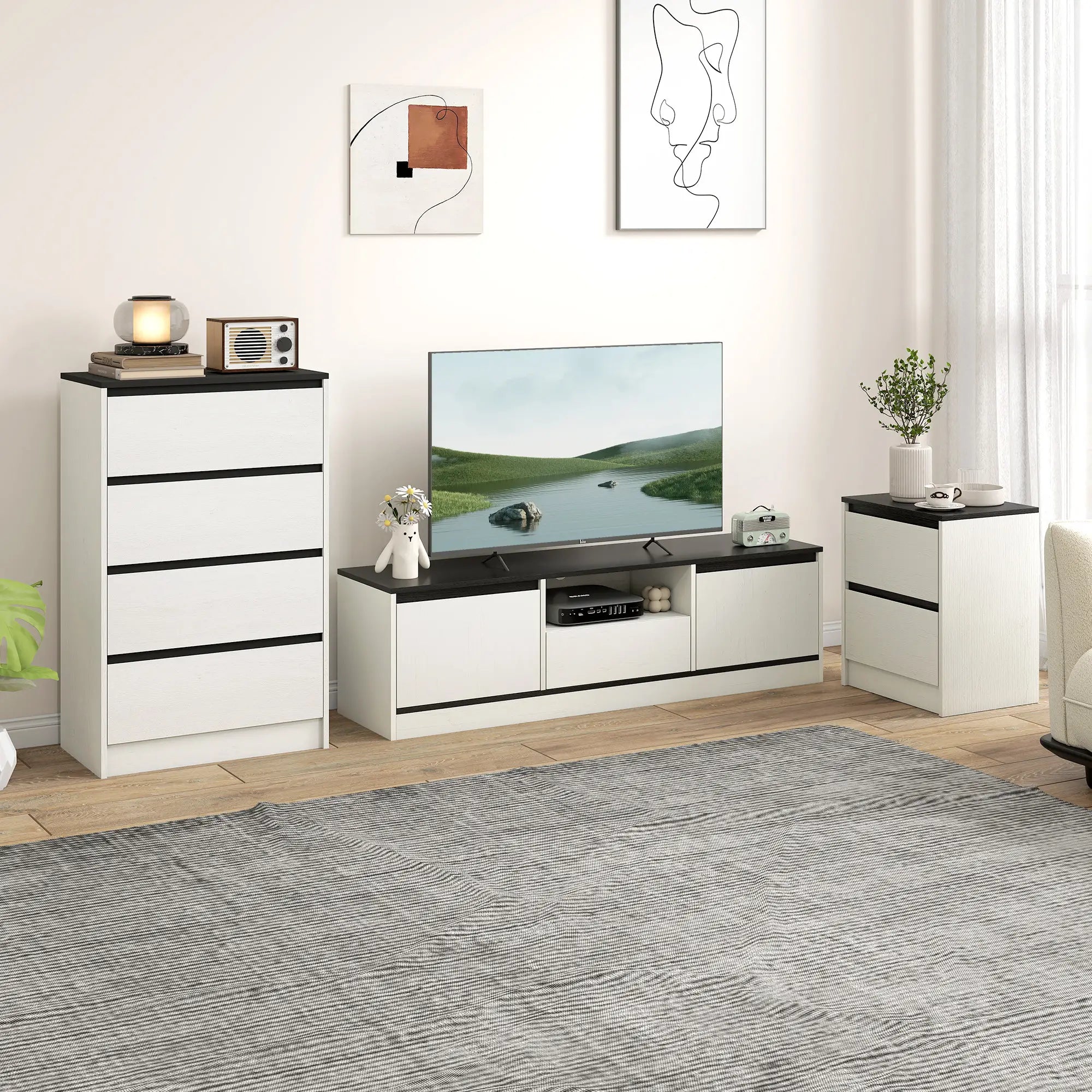 TV Stand For 55-60 Inch TV, Entertainment Center, White TV Stands at Gallery Canada