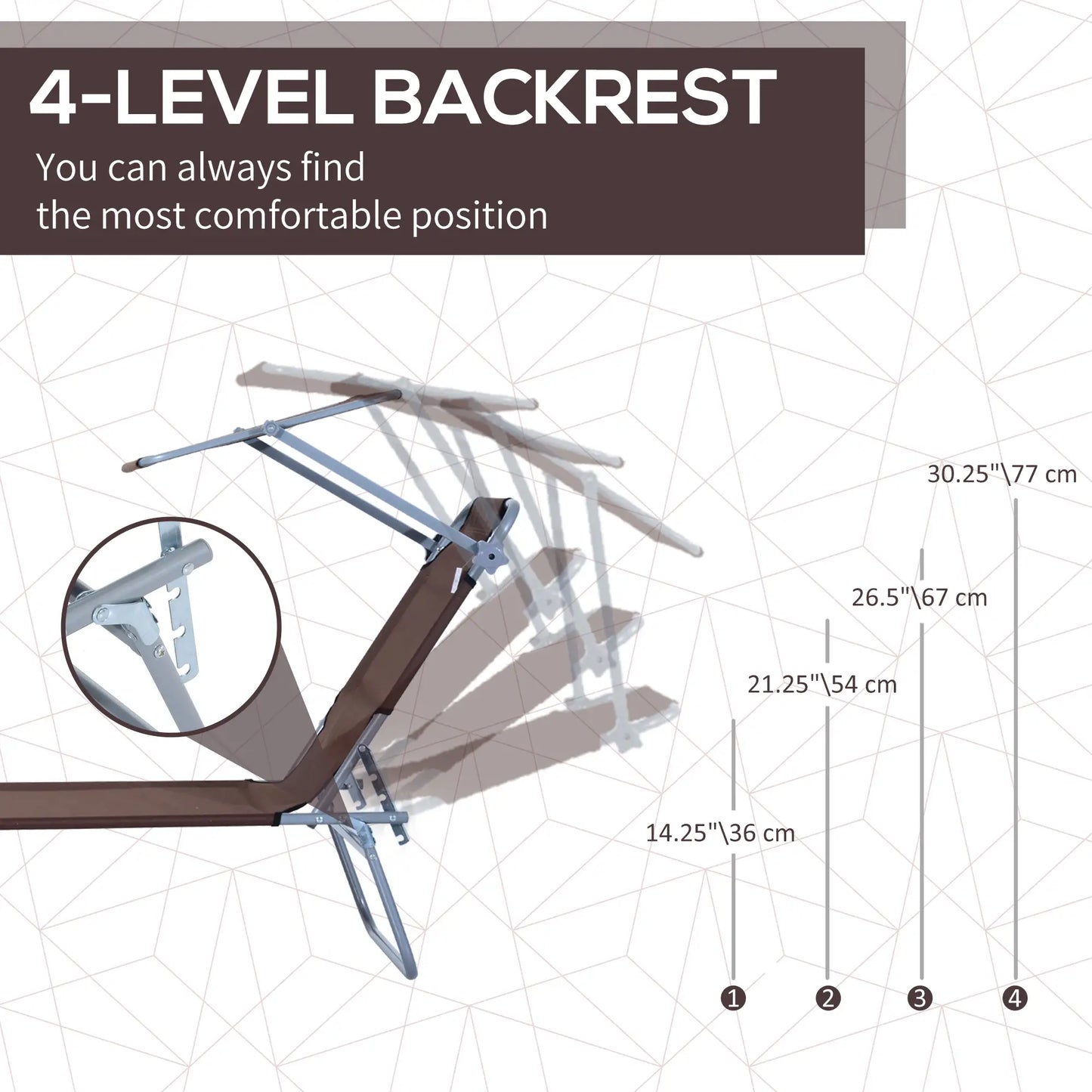 Adjustable Folding Chaise Lounge, Outdoor Tanning Chair with Sun Shade, Brown Lounger Chairs at Gallery Canada