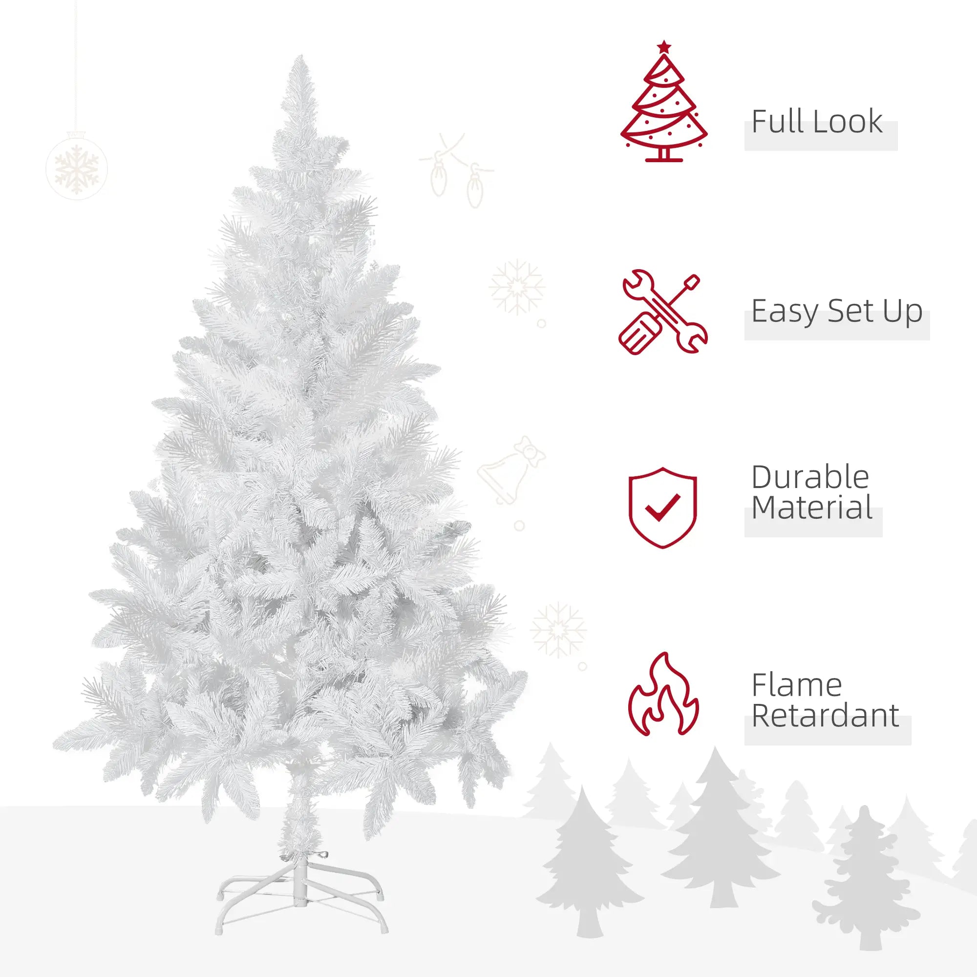 5ft Artificial Christmas Tree, Realistic Pine Branches, Auto Open, Indoor, White Artificial Christmas Trees at Gallery Canada