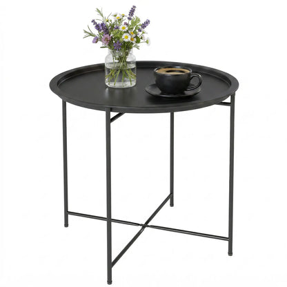 18" Outdoor Side Table, Removable Tray, Folding Legs, Black Patio Side Tables at Gallery Canada