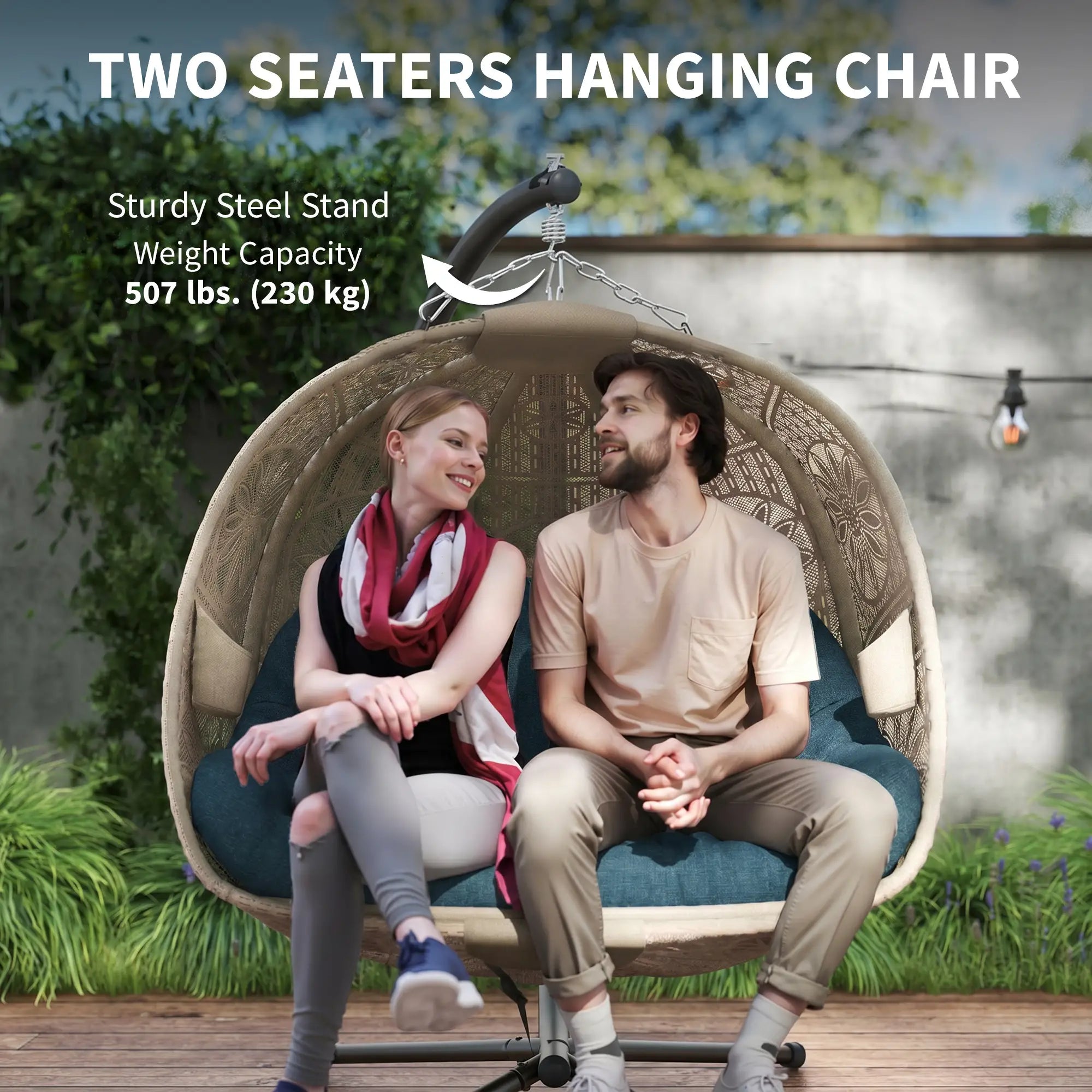 Hanging Egg Chair With Stand, Dark Grey Patio Swings with Stand at Gallery Canada