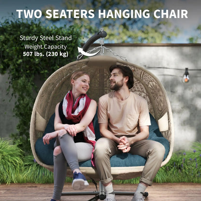 Hanging Egg Chair With Stand, Dark Grey Patio Swings with Stand at Gallery Canada