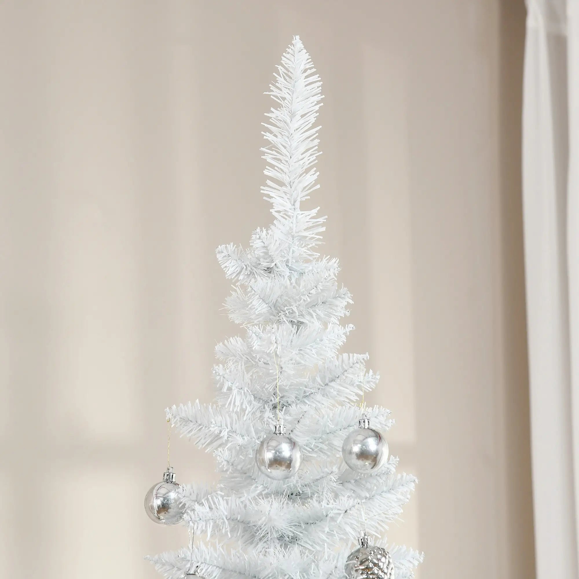 7' Slim Artificial Christmas Tree, Realistic Branches, Sturdy Metal Stand, White Pencil Christmas Trees at Gallery Canada