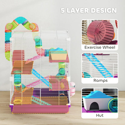 5-Tier Hamster Cage, With Wheels, Tube, Bottle, Dishes, Purple Hamster Cages at Gallery Canada