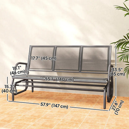 3-Seat Outdoor Glider Chair, Steel Frame, Sling Fabric Seat, Grey Outdoor Gliders at Gallery Canada