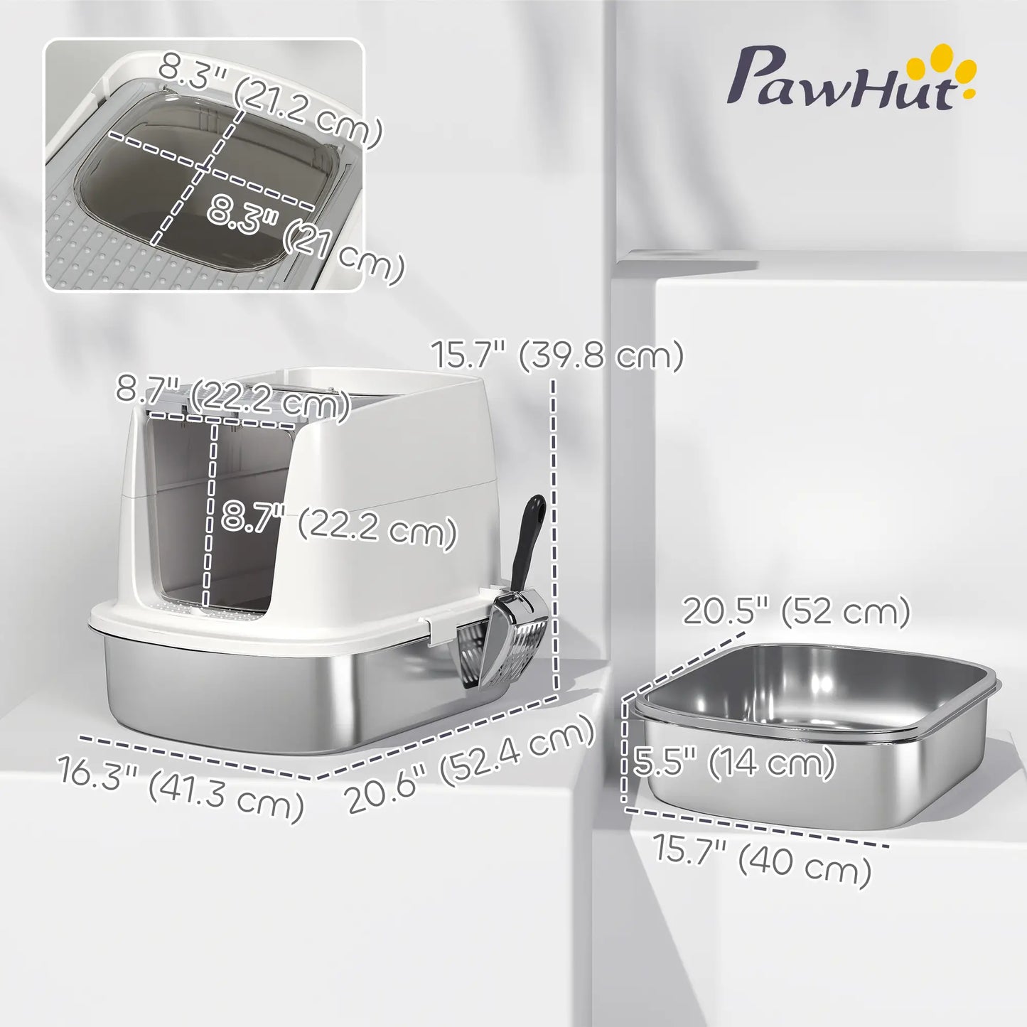 Large Stainless Steel Litter Box, Enclosed Metal Cat Litter Tray Cat Litter Box Enclosures at Gallery Canada