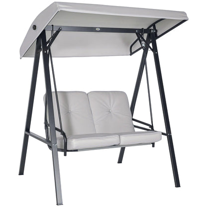2-Seater Outdoor Porch Swing, Adjustable Canopy, Grey Patio Swings with Stand at Gallery Canada