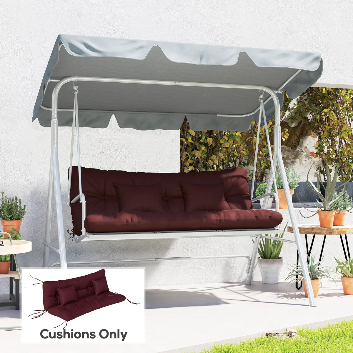 4-Piece Patio Chair Cushion Set, With Ties, Wine Red Patio Chair Cushions at Gallery Canada