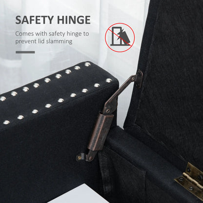 Flip Top Storage Bench, Upholstered Ottoman, 48L, Dark Grey Storage Ottomans & Benches at Gallery Canada