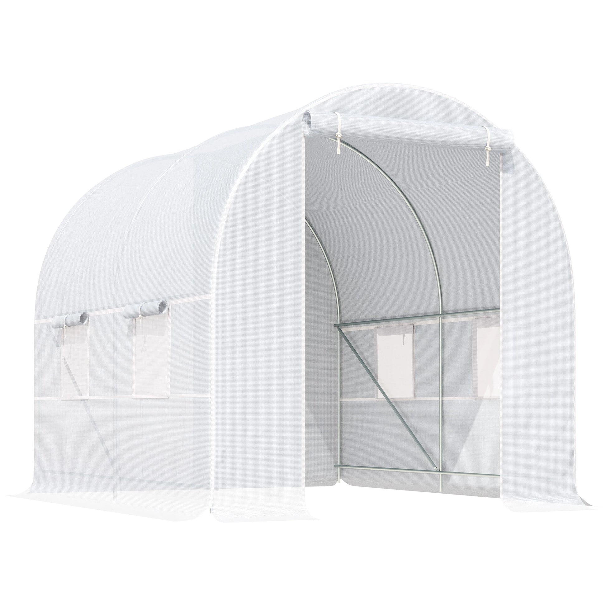 8.2x6.6x6.6ft Walk-in Greenhouse, Portable Garden Plant House, White Walk In Greenhouses White at Gallery Canada
