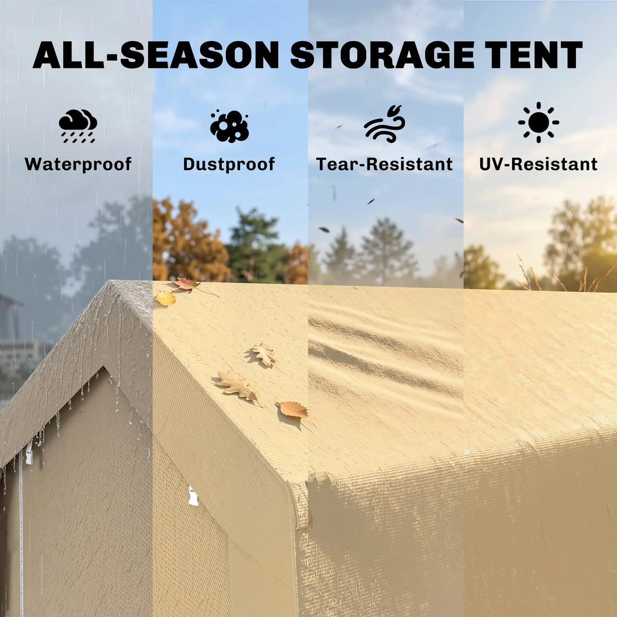 7' x 12' Outdoor Storage Shed, Portable Garage, Roll-up Door, Beige Sheds at Gallery Canada