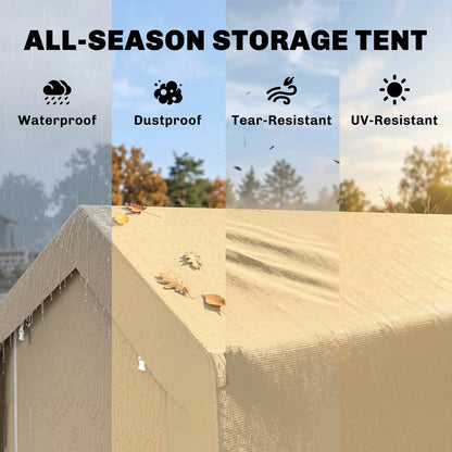 7' x 12' Outdoor Storage Shed, Portable Garage, Roll-up Door, Beige Sheds at Gallery Canada