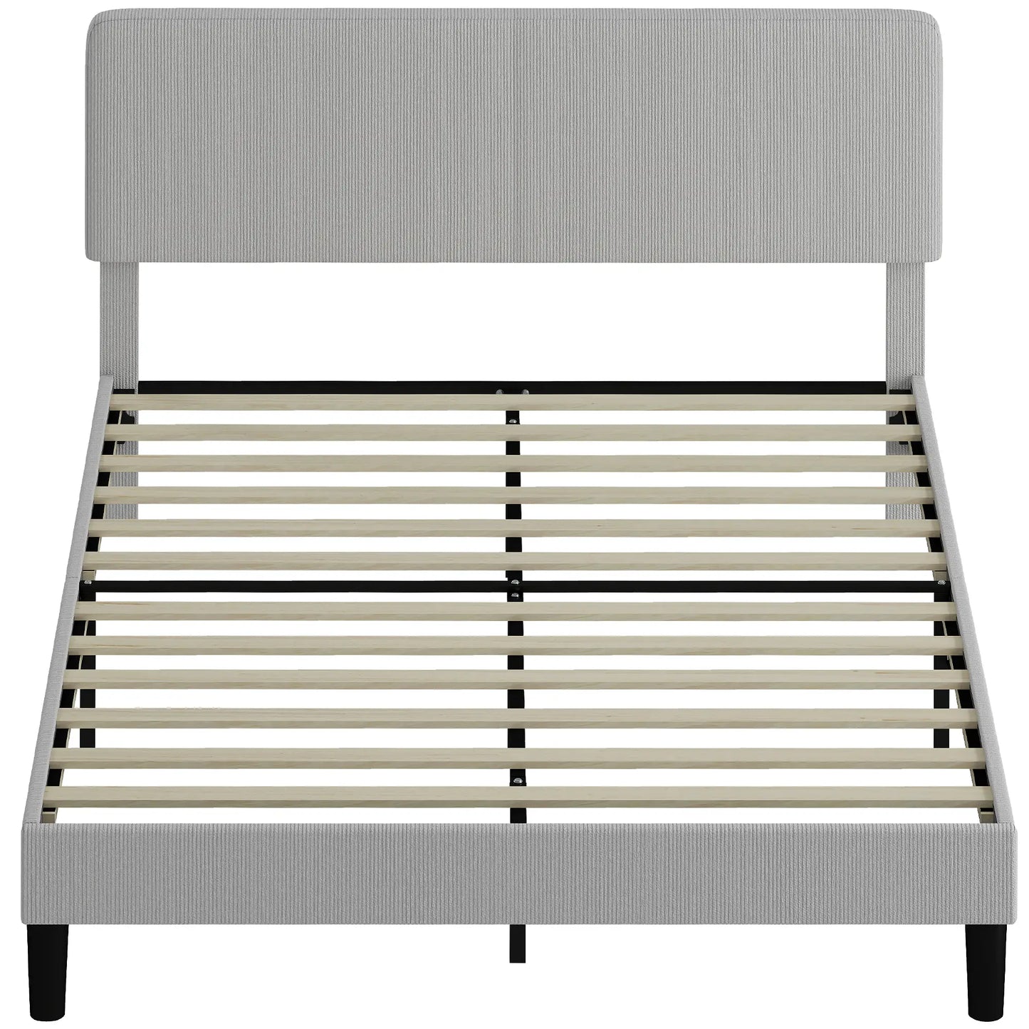 Queen Size Bed Frame, Adjustable Upholstered Headboard, Wood Slat Support, Light Grey Bed Frames Light Grey at Gallery Canada