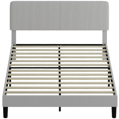Queen Size Bed Frame, Adjustable Upholstered Headboard, Wood Slat Support, Light Grey Bed Frames Light Grey at Gallery Canada