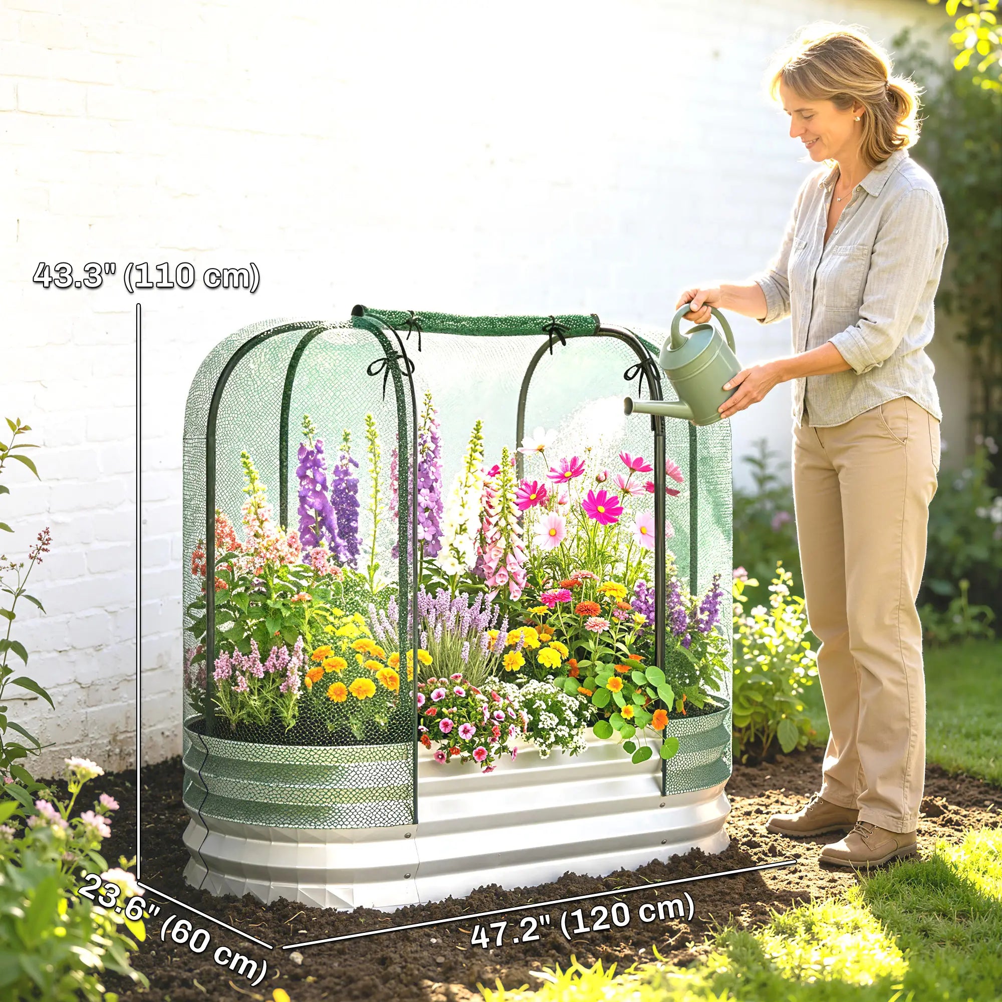 Galvanized Raised Garden Bed, Crop Cage Net Cover, Outdoor Planter Box Raised Garden Beds at Gallery Canada